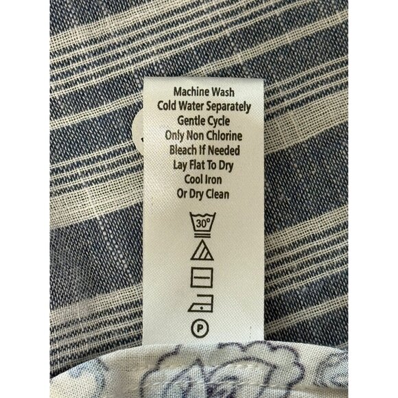 Anthropologie Kyla Seo Tunic Button-Up Top Striped Floral Roll-Tab Sleeve Sz M - Picture 8 of 8